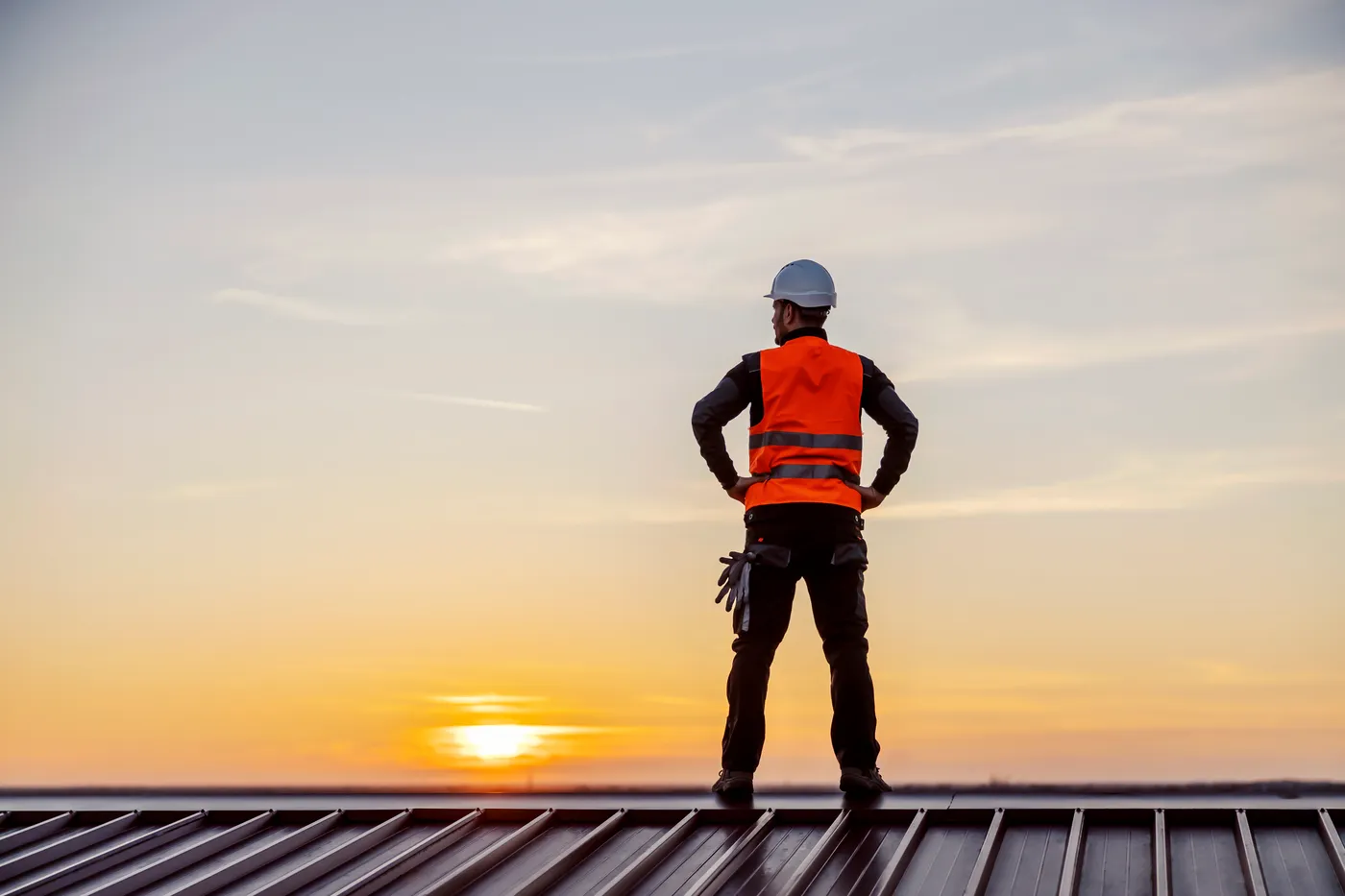 Roofer at work